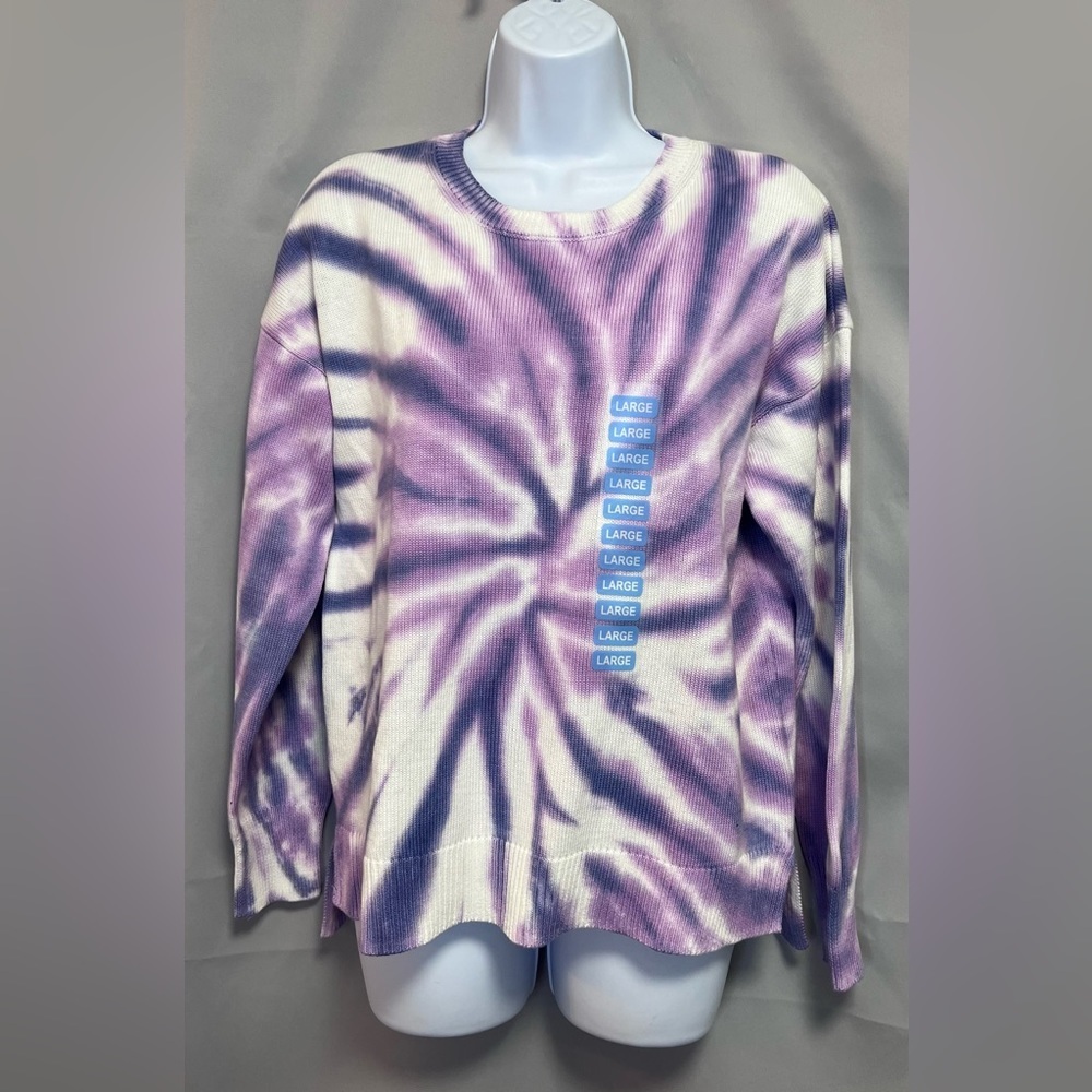 Women's Design‎ History Tie-dye Purple Sweater, Sz Large NWT